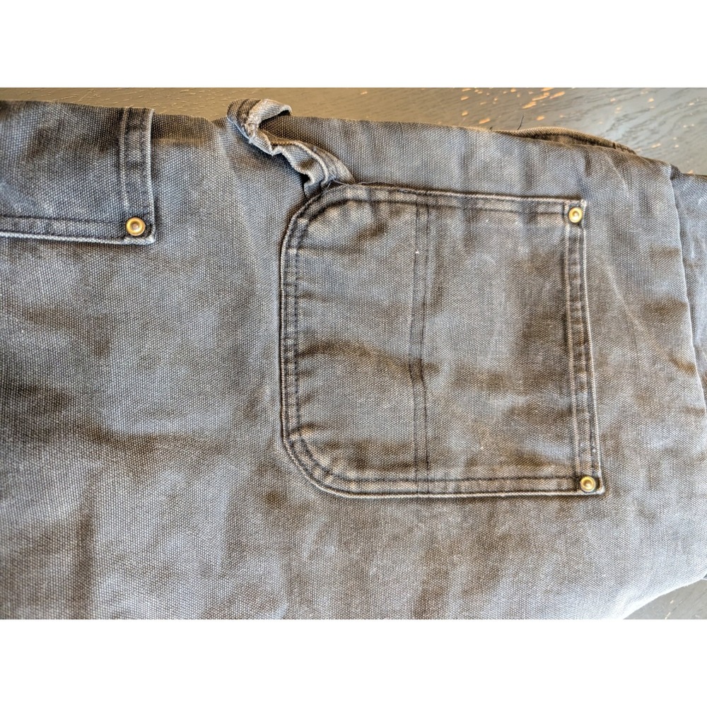 Vtg Carhartt Black Duck Insulated Overalls Double Knee 48-50 Distressed Workwear - Picture 12 of 16